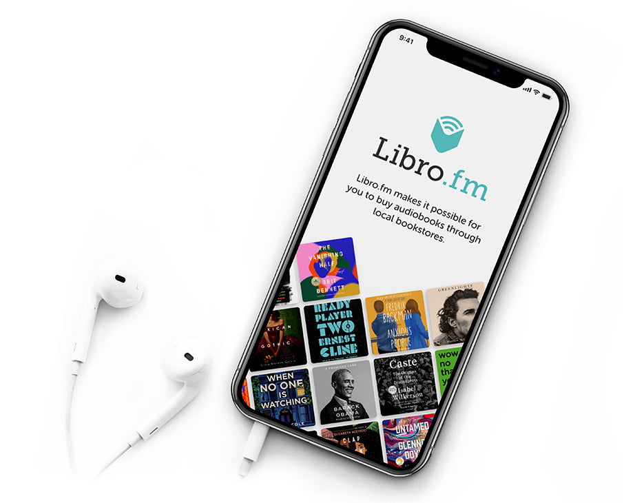 libro.fm logo on ipod with headphones 