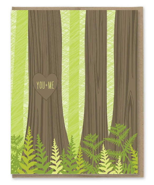 Tree Carving You Plus Me Card